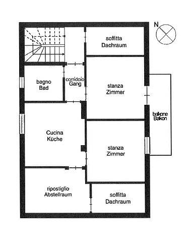 Neu sanierte 3/4-Zimmer-Mansardenwohnung mit Balkon in Bozen zu vermieten!